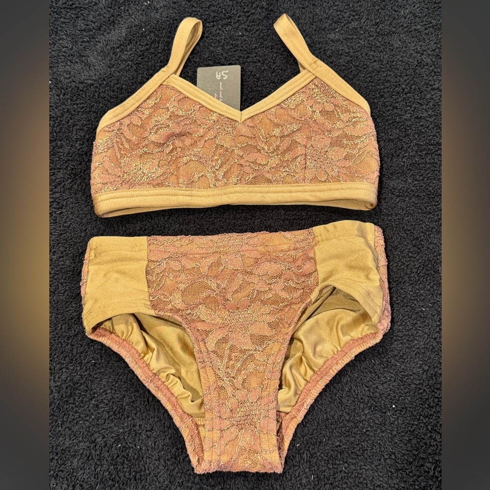 Women's Gold Lace Bikini Set